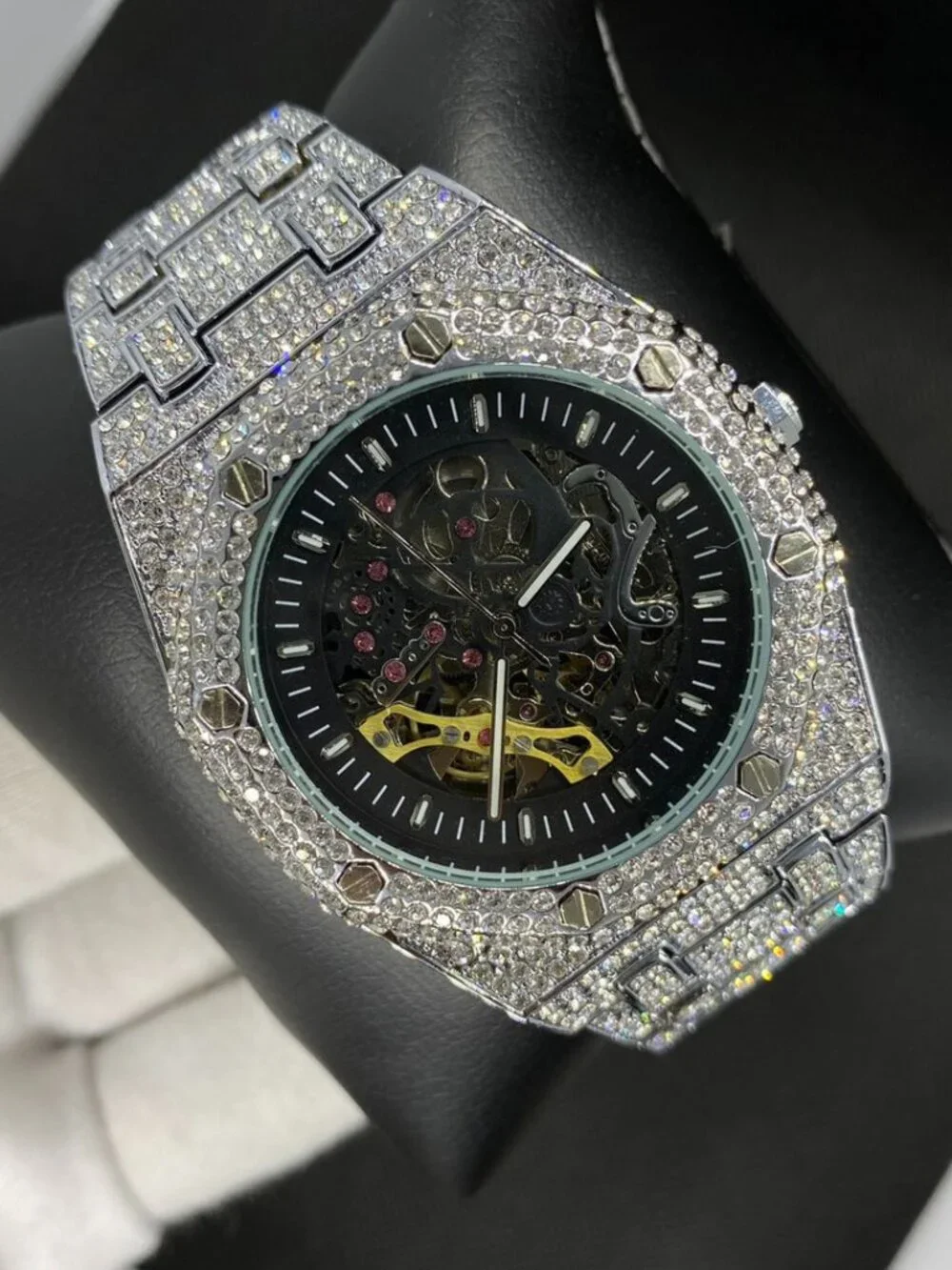 Self-Wind Mechanical Skeleton Iced Out Diamond Watch